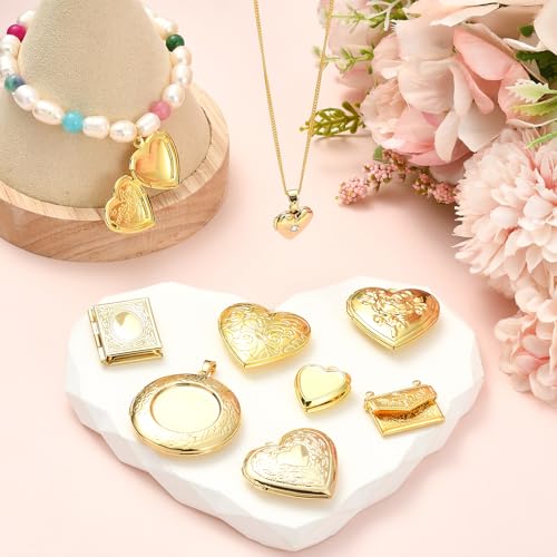 Photo Locket Charms for Jewelry Making Frame Charms Memorial Bracelet Necklace Earring Keychain - color: Gold