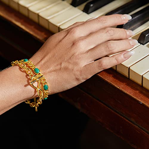FRUMOS Dainty Layering Bracelets for Women 18 k Gold Plated Fashion Adjustable Chunky Cuban Paperclip Link Chain Bracelets Jewelry for Women Gift - color: Twisted thick Bracelets