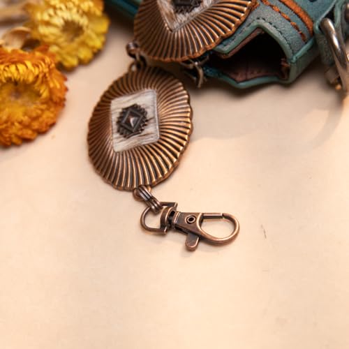 Montana West Rustic Couture's Turquoise Western Concho Chain Belt for Women | Large Western Cowgirl Metal Adjustable Boho Body Chain Belt for Dresses Jeans Country Concert - color: Bronze
