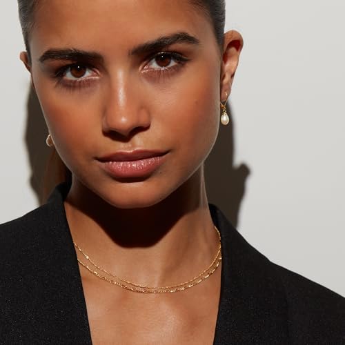 Milla Double Necklaces for Women, Trendy Double Chain Necklace Set | Stylish Gold Necklace Stack and Silver Layered Necklaces for Women made with 14K Gold Plated and Silver Plated Materials - color: Figaro & Singapore / Gold