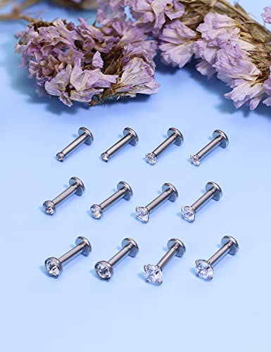 14G Lip Rings Stainless Steel Tragus Helix Conch Piercing Jewelry Snake Bite Piercing Monroe Lip Rings Labret Medusa Cartilage Lobe Earrings Piercing Jewelry Cubic Zirconia 2MM 3MM 4MM - color: 6MM-Silver,2mm/3mm/4mm