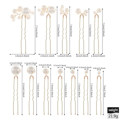 12 Pieces Bridal Wedding Hair Pins Handmade Pearl Bridal Hair Accessories for Brides Women Girls Gold - color: Gold