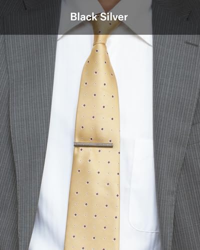 [TAVARAT] Tie Clip Tie Clips for Men Knurling Black Silver Tie Bar Tie Pin Tps-095 - style: black silver