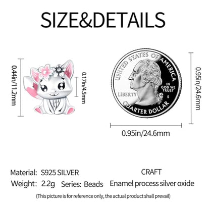 HappyStar 925 Sterling Silver Animal Dogs Charms Pendants fit Pandora Bracelets Necklaces Flowers Sports Travel Charms for Bracelets Women Jrwelry Gifts(with one Spacer Bead Charms) - style: 1-Flower Rabbit Beads