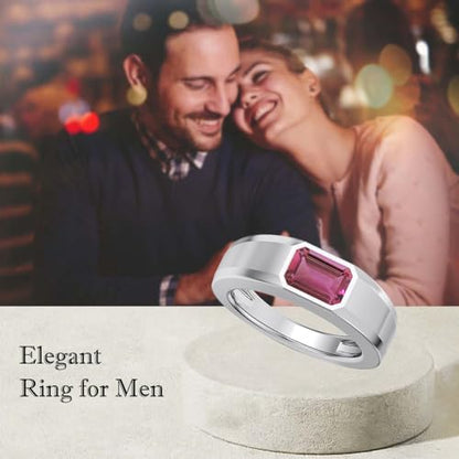 1CT - 3CT Gemstone Signet Pinky Ring - Emerald Cut Gem Pinky Ring White Yellow Rose 10K 14K 18K Gold Sterling Silver Mens Gem Signet Rings for Anniversary Fathers Day - style: Tourmaline