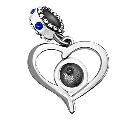 Football Charm Soccer World Cup Sport Heart Birthstone Charms for Bracelets Father Daughter Brother Son Jewelry - color: Blue