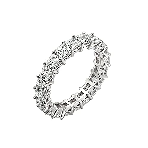 DIAMONBLISS Marilyn Monroe Princess Cut Eternity Ring | Solid 925 Sterling Silver Infinity Band for Women | 4.75 Carats Cubic Zirconia CZ Simulated Diamond Engagement Ring