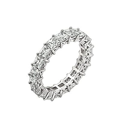 DIAMONBLISS Marilyn Monroe Princess Cut Eternity Ring | Solid 925 Sterling Silver Infinity Band for Women | 4.75 Carats Cubic Zirconia CZ Simulated Diamond Engagement Ring
