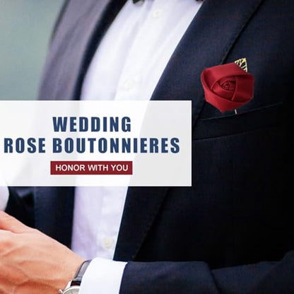 MECCANIXITY Groom Boutonnieres Rose Boutonnieres Pins for Wedding - color: Light Blue