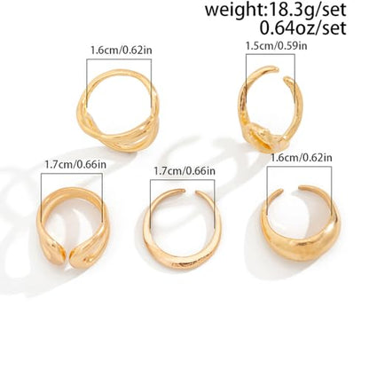 Chunky Gold Stackable Rings Set for Women Trendy Stackable Knuckle Rings Dainty Thick Dome Midi Ring Punk Jewelry Gifts - color: Gold