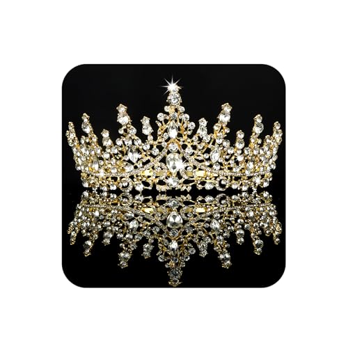 COCIDE Gold Tiara and Crown for Women Crystal Queen Crown Rhinestone Tiara for Girl Bride Wedding Hair Accessories for Bridal Birthday Party Prom - color: T2,Gold