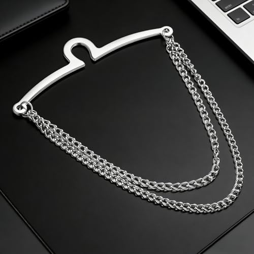 Yoursfs Tie Chains for Men Gold and Sliver Tie - style: Silver with Double Collar Chain
