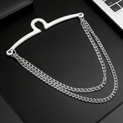Yoursfs Tie Chains for Men Gold and Sliver Tie - style: Silver with Double Collar Chain
