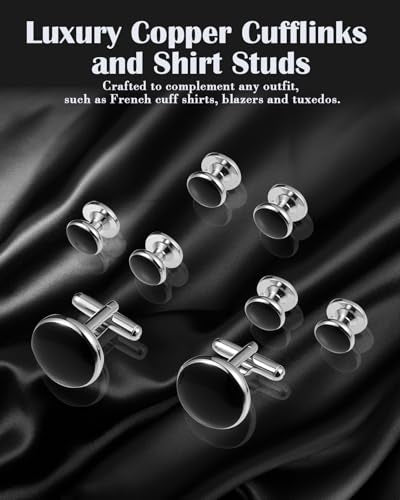 Lictin Cufflinks for Men, Men’s Tuxedo Studs and Cufflinks Set Classic