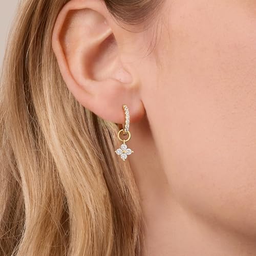 DAILY VIBES Cute Butterfly Star Cross Heart CZ Dangle Earrings for Women | 925 Sterling Silver Post, 14K Gold or Silver Plated, Mini Cubic Zirconia Dainty Drop, Cartilage Small Huggie Hoop Earrings - color: Gold Four Stones