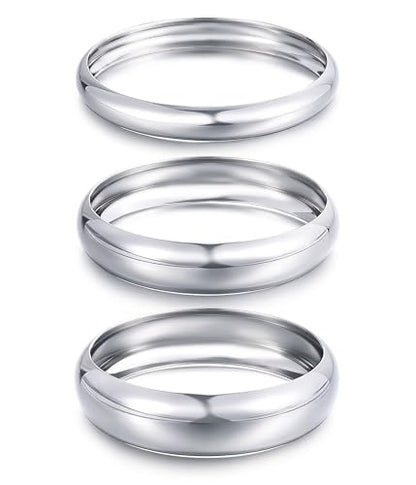 Chunky Gold Bangle Bracelets for Women, Dainty 14k Gold Plated Big Stackable Bangles Set, Trendy Statement Cuff Bracelet Stack Fashion Jewelry Gifts - style: 3 Thick silver bangles