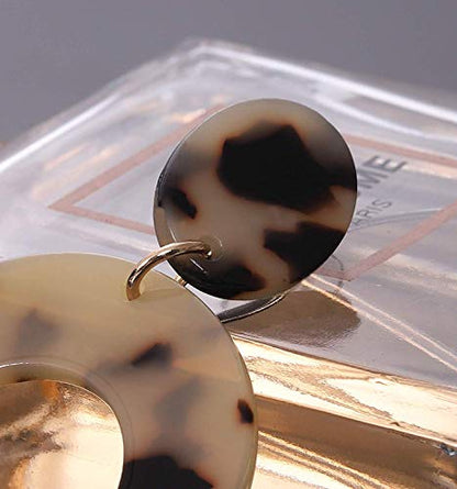 Acrylic Earrings For Women Statement Geometric Earrings Resin Acetate Drop Dangle Earrings Mottled Hoop Earrings Fashion Jewelry - color: A:Leopard