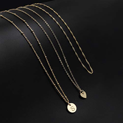 Layered Initial Choker Necklaces Handmade 14K Gold Plated Dainty Heart Personalized Letter Disc Pendant Layering Gold Necklaces for Women Gift Jewelry,Valentines Day Gifts for Mom Wife Girlfriend - style: S