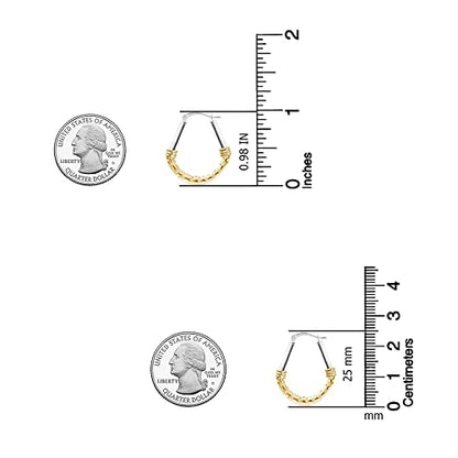 LeCalla 925 Sterling Silver Hoop Earrings for Women | Italian Design Classic Diamond-Cut Textured Hoops Earring | Women's Oval Drop Shape Silver Earring Jewelry - color: Medium Two-Tone Diamond-Cut