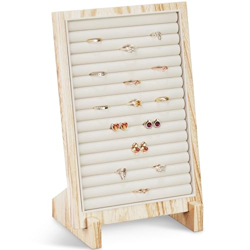 Lolalet Wooden Jewelry Display Stand -1 Pack, Ring | Necklace Bracelets Earrings Rings Jewelries Stand Freestanding Natural Wood Holder Rack for Selling Vendor Store - color: Ring