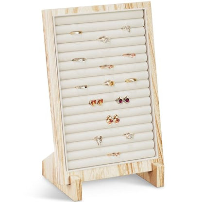 Lolalet Wooden Jewelry Display Stand -1 Pack, Ring | Necklace Bracelets Earrings Rings Jewelries Stand Freestanding Natural Wood Holder Rack for Selling Vendor Store - color: Ring