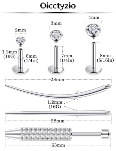 F136 Titanium 20/18/16g Flatback Earrings Nose Lip Rings Jewelry - color: White, size: 16g