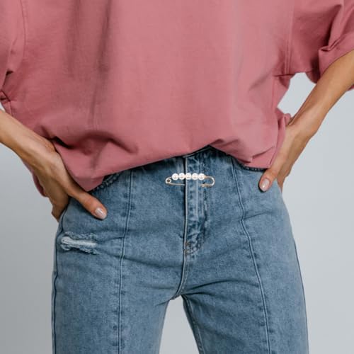 20pcs Dress Safety Brooches Faux Pearl Pants Waist Clips Women's Clothing Pants Waist Tightener Pins for Sweater Cardigan Shawl Clips