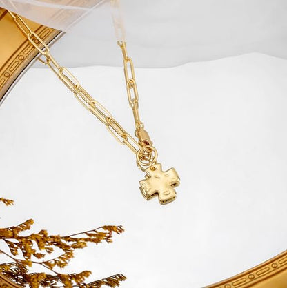 CHESKY Cross Necklace for Women, 14K Gold/Silver Plated Paperclip Necklace | Chunky Cross Necklace, Statement Pendant Charm Necklace, Gold Jewelry for Women, Fashion Accessories - color: Gold