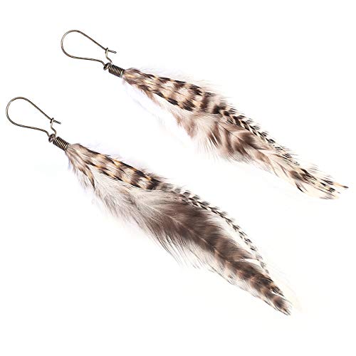 lureme Bohemian Multicolor Pheasant Feathers Dangle Earrings Handmade Natural Feather Earrings (er006314) - style: Style L