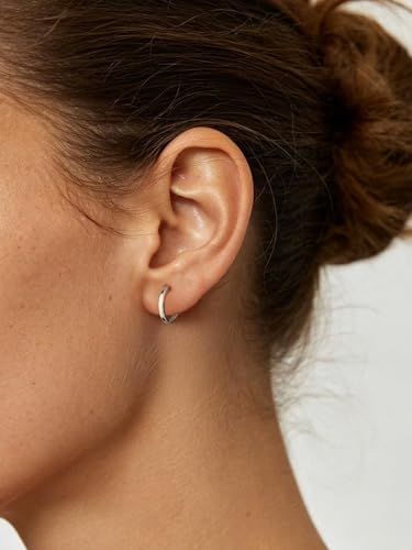 925 Sterling Silver Huggie Hoop Earrings, Small Silver Hoop Earrings for Women Hypoallergenic Huggie Lightweight Small Hoops Earring Cartilage Sleeper Earrings 6/8/10/12/14/16/18/20mm - color: Silver, size: 8MM
