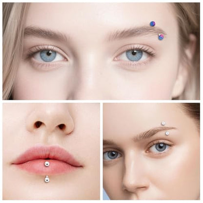Eyebrow Piercing Jewelry 16G Stainless Surgical Steel Curved Barbell Eyebrow Ring Vertical Labret Lip Jewelry Rook Daith Earrings Piercing Jewelry for Women Men 6mm 8mm 10mm 16 Gauge - color: 10MM-Mix Color