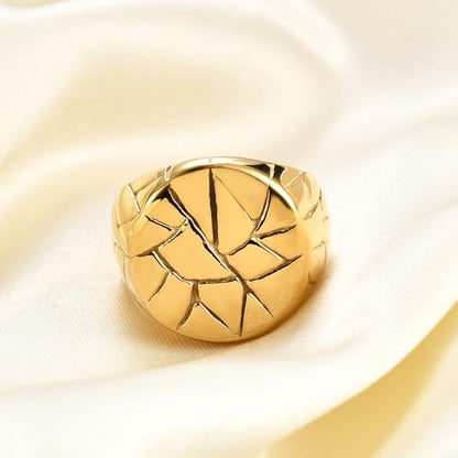 PCY Stainless Steel Gold Plated Men Women Band Ring - color: 18mm Gold YX