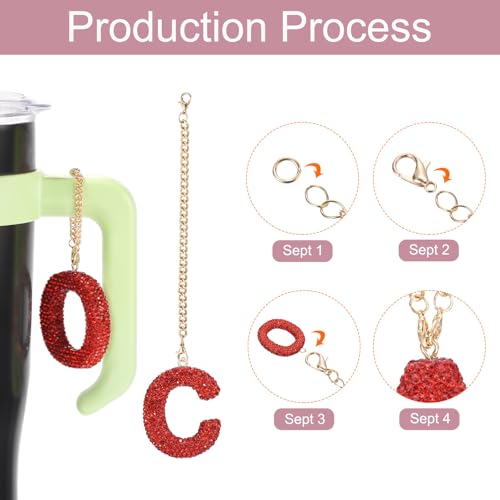 MECCANIXITY Bling Car Letter Charm, Initial C Letter Interior Car Rear View Mirror Decoration Hanging Crystal Ornaments for Women Bags Water Cup DIY Craft, Red - style: Letter C