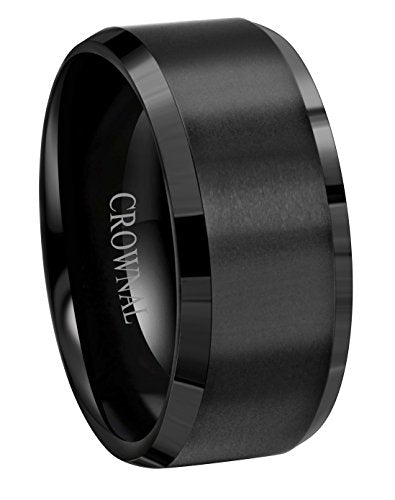6mm 8mm 10mm Black Tungsten Wedding Band Ring Men Women Matte Finish Beveled Edges Comfort Fit Size 5 To 17 - color: Black 10mm