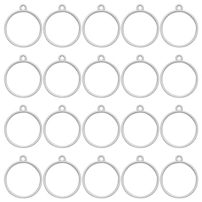 50pcs Open Bezels for Round Open Back Bezel Hollow Frame Pendants - Resin Craft Bezels for Jewelry Making, DIY Crafts (White K) - color: White K;Round