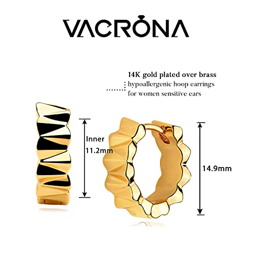 Cubic Zirconia Huggie Earrings 14k Gold Plated Tiny Earrings Small Huggie Hoop Earrings Simple Lightweight Hoops Gift for Women - color: 3angle