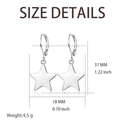 Leverback Earrings Dangle Earrings for Women Dangly Earrings Anniversary Birthday Gifts for Women - style: Star Earrings-Silver