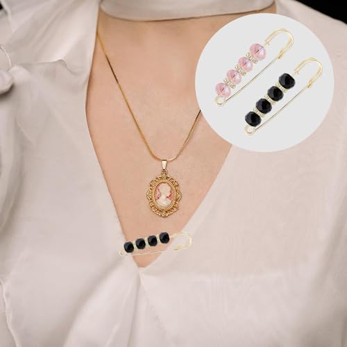 12 PCS Sweater Shawl Clips Retro Sweater Shawl Clips Faux Crystal Pearl Brooch Pins for Women Girls Costume Accessory - color: Gold