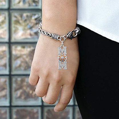 Silver Customized Charm Bracelet with Cubic Zirconia Jewelry - style: Basketball Mom