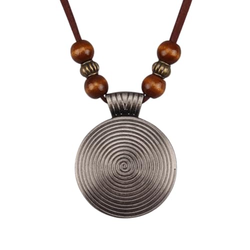 Bohemian Necklaces for Women Long Leather Necklace with Large Pendant Chunky Boho Hippie Jewelry Pendant Chocker Necklace - style: Womens Bohemian Necklaces