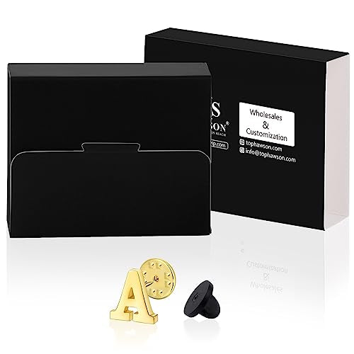 Initial Lapel Pin for Men Women, Brooch Pins for Men Suits, Metal Button Pins in 18K Gold and Silver Tone. - color: Gold-A