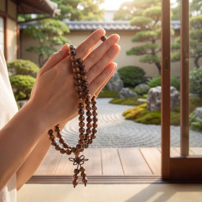 Handmade Mala Beads Bracelet 108 8mm Prayer Meditation Bracelet Sandalwood Elastic, Buddhist Beads, Prayer Mala Necklace for Men and Women Gifts - color: Black Rosewood