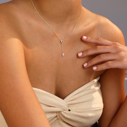 Gold Necklace for Women, Dainty Long Necklace 14k Gold Plated Lariat Long Necklaces for Women Trendy Simple Statement Drop Necklace Fashion Body Chain Prom Jewelry Gold Accessories - color: 6-Gold