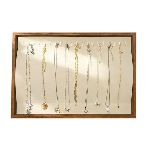 Large Jewelry Trays for Drawers Stackable Velvet Jewelry Display for Vendors Jewelry Drawer Organizer Inserts for Rings Necklace Bracelets Earrings and Studs Earrings (Beige, 20 Hooks) - color: Beige, size: 20 Hooks