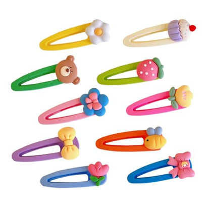 10pcs Hair Clips Cartoon Fruit Hairpins Set for Kawaii Hair Accessories Mixed Styles Style