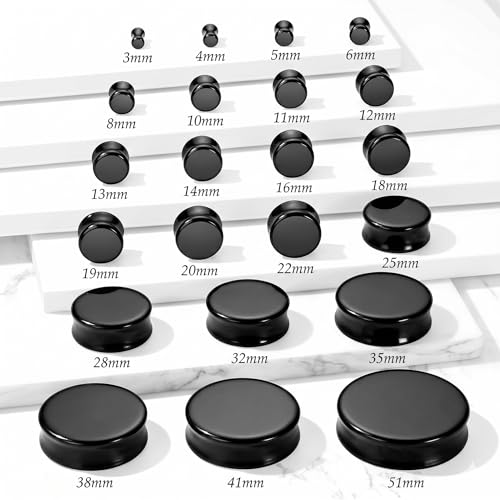 Pierced Owl - Natural Black Obsidian Stone Double Flared Plug Gauges, Sold as a Pair - style: 8mm (0GA)