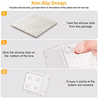 SMARTAKE 28 Piece Drawer Organizers with Non-Slip Silicone Pads, 4-Size | Clear Desk Bathroom Drawer Organizer Trays Storage Tray for Makeup, Jewelry, Utensils in Bedroom Dresser, Office and Kitchen - size: 28 PCS
