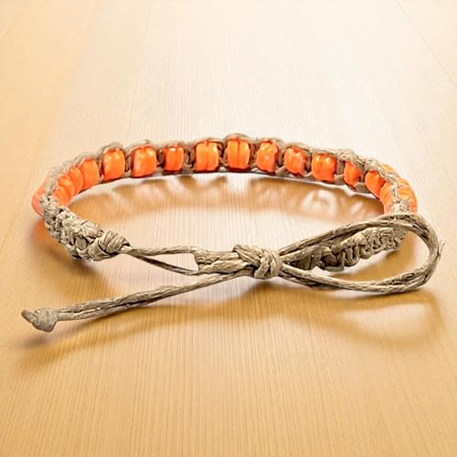 BlueRica Hemp Anklet with Puka Shell Beads - style: Neon Orange
