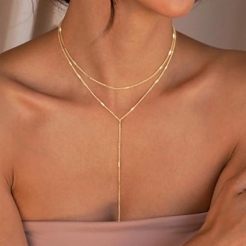 VIROMY Gold Long Y Necklaces for Women Trendy - Dainty Lariat Chain Drop Pendant Necklace for Women Gold Statement Jewelry - color: Y Necklace 10