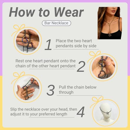 Artmiss Heart Slip Chain Necklace Cuban Long Chain Affection Link Necklace Submissive Collar Chokers for Women - color: Silver